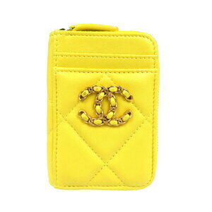Chanel lambskin yellow Coin Wallet case